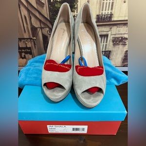 Size 38 M light grey Jean-Michel Cazabat platform open toe pump “Shala”